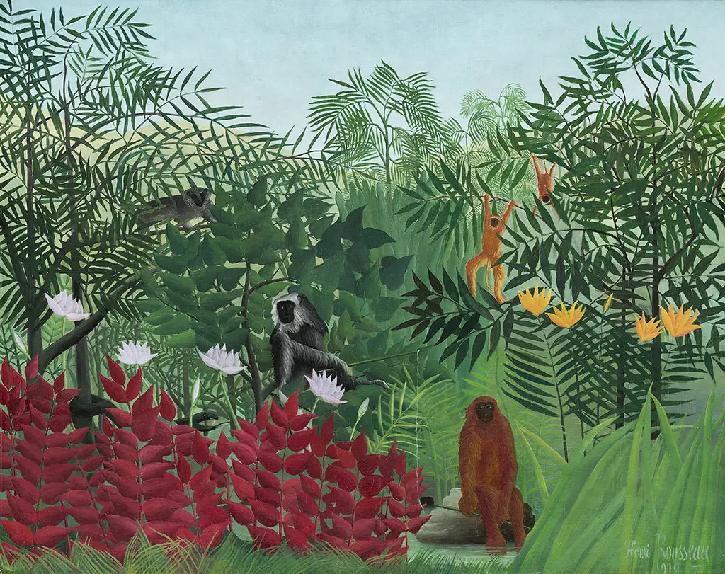 Tropical Forest with Monkeys in Detail Henri Rousseau